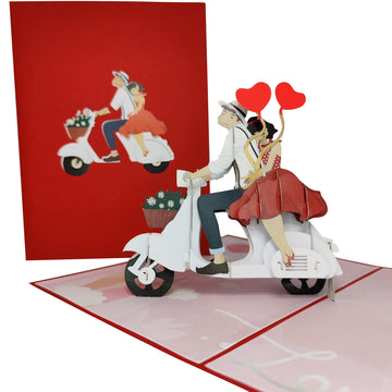 Romantic Moped Adventure Pop-Up Card